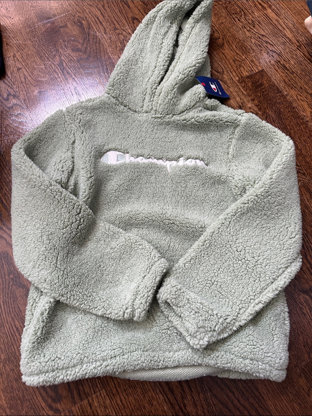 Champion Kids Sherpa Hoodie in Sage Green